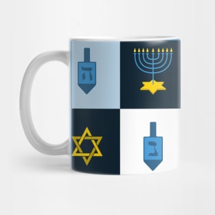 colorblock hebrew hanukkah menorah dreidel Mug